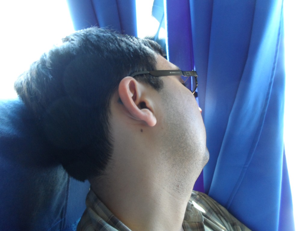 Bryon sleeping during the long bus ride to Plitvice